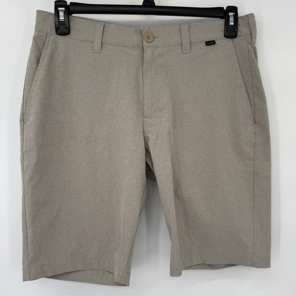 TravisMathew Beck Golf Shorts Mens 32 Grey Performance Stretch Micro-Check